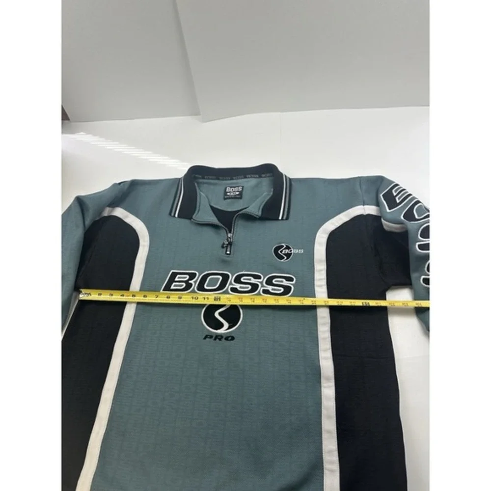 Vintage 90s Boss IG Design‎ Shirt Quarter Zip Sweater Embroidered Size XXL